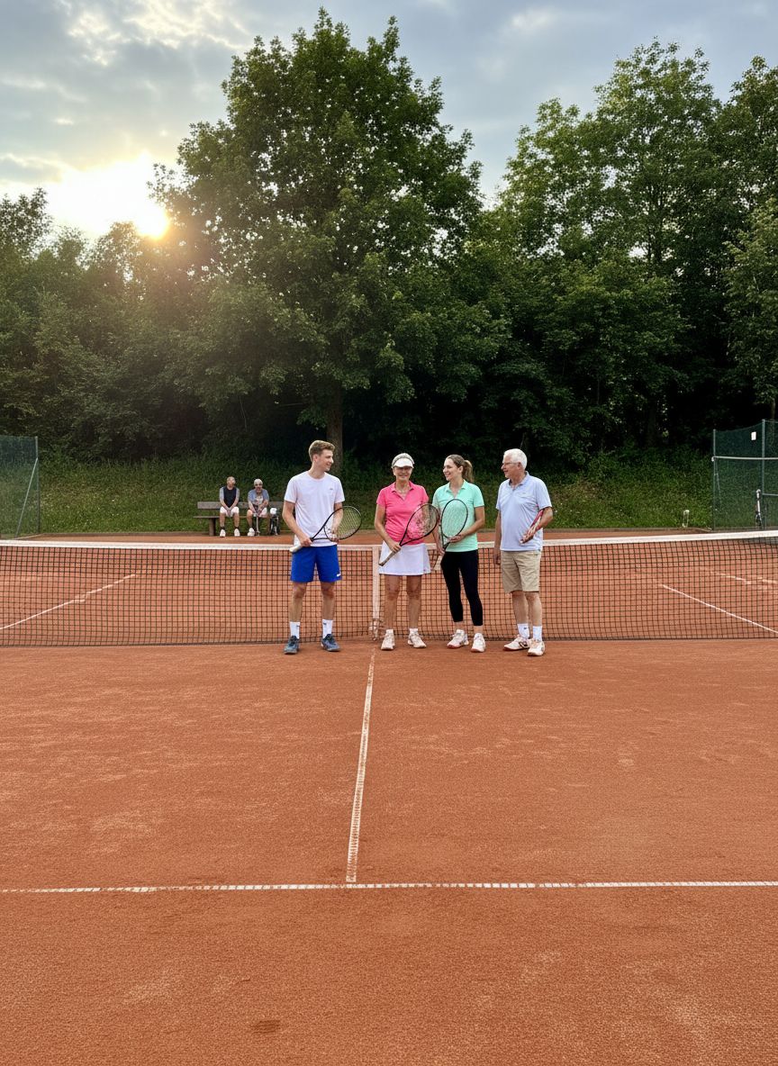 Tennis Team auf dem Platz